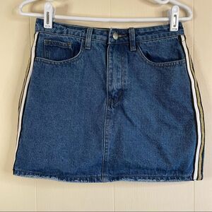 Superdown Metallic Tuxedo Stripe Jean Denim Skirt